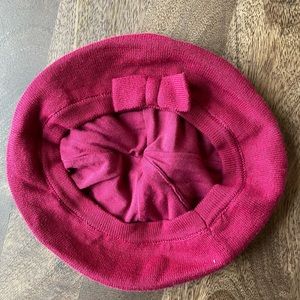 Janie and Jack maroon beret with bow.